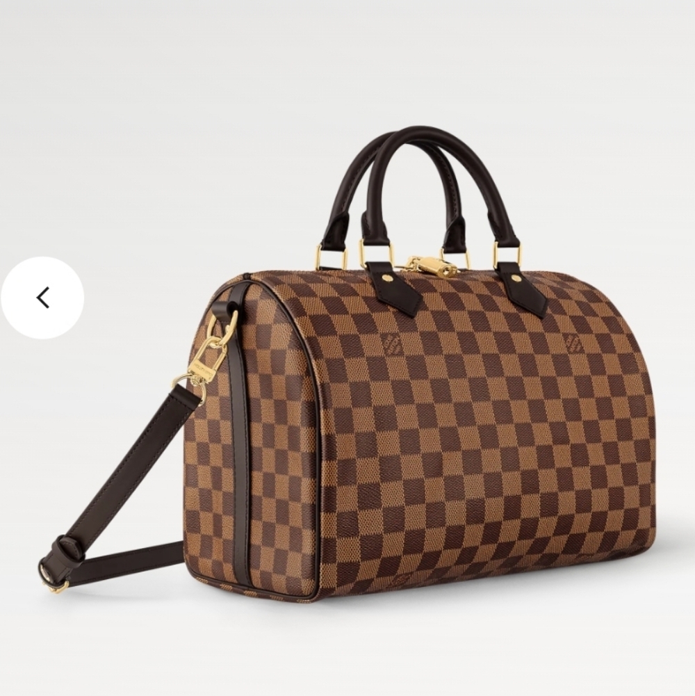 Louis Vuitton Brown Damier Ebene Satchel with Dark Brown Trim and Gold Hardware